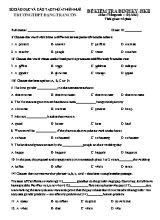 2 Đề kiểm tra định kỳ II môn Tiếng Anh Lớp 10 (Chương trình mới) - Năm học 2016-2017 - Trường THPT Đặng Trần Côn